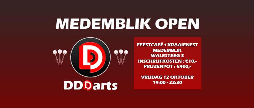 2e editie van darttoernooi Medemblik Open op 12 oktober aanstaande