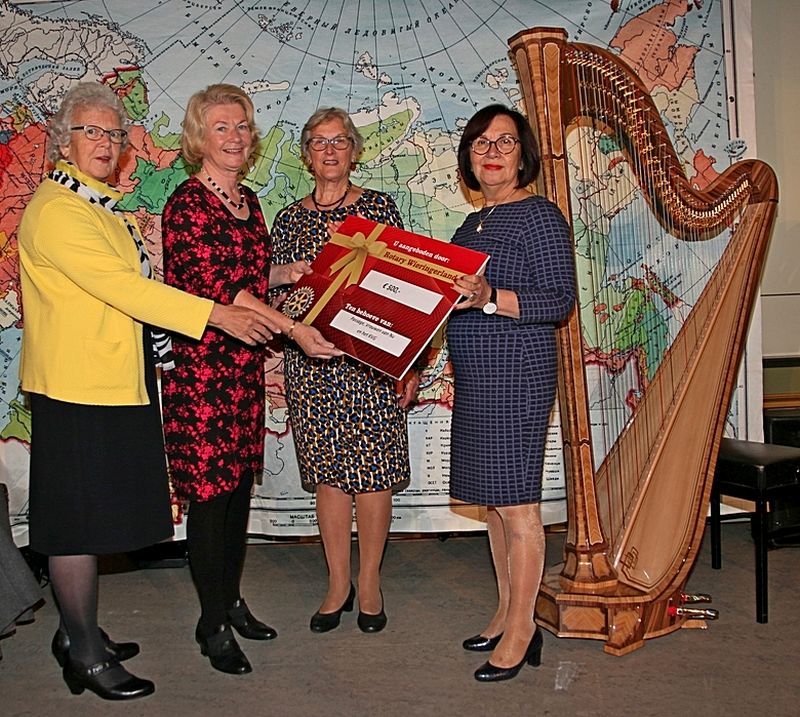 Cheque Rotary voor gezamenlijke vrouwenverenigingen.